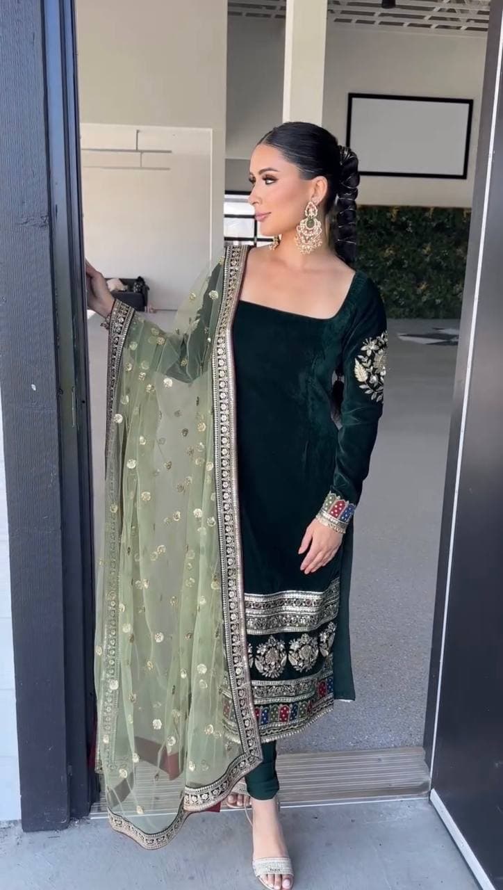 "Ethereal Elegance in Green Ensemble" thumbnail 2