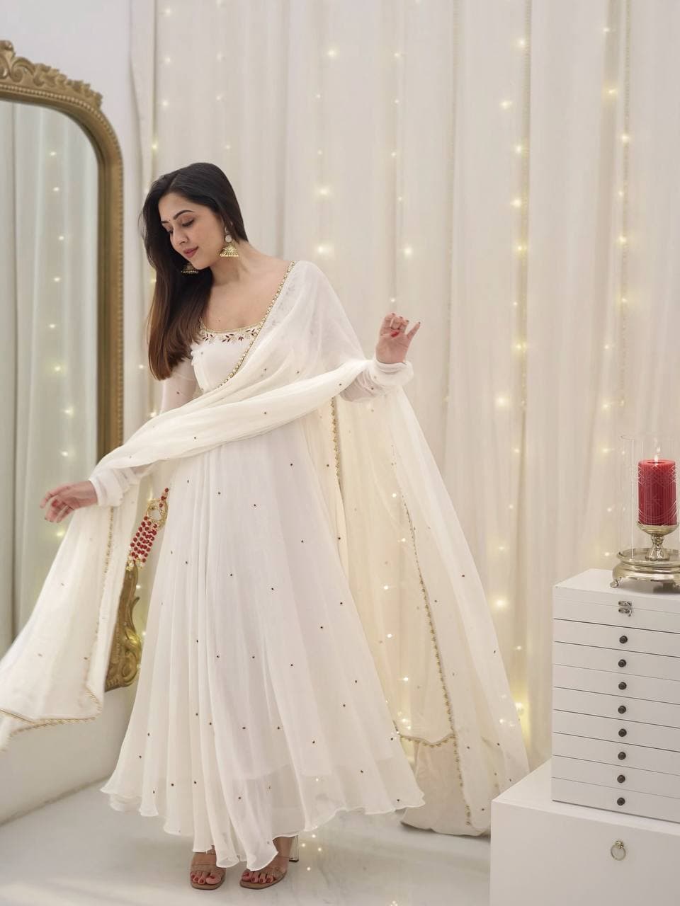 The Enchantment of a White Anarkali Dress thumbnail 2