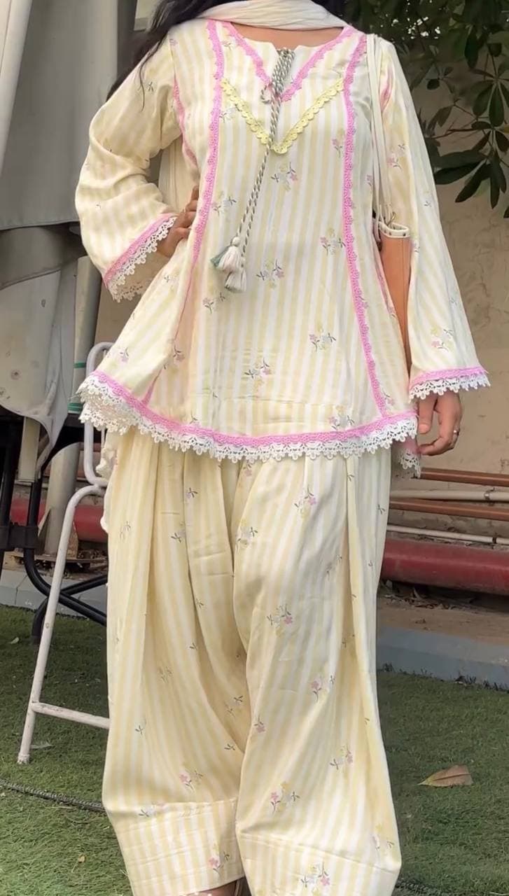 Women's Cream Floral Patiala Suit with Dupatta