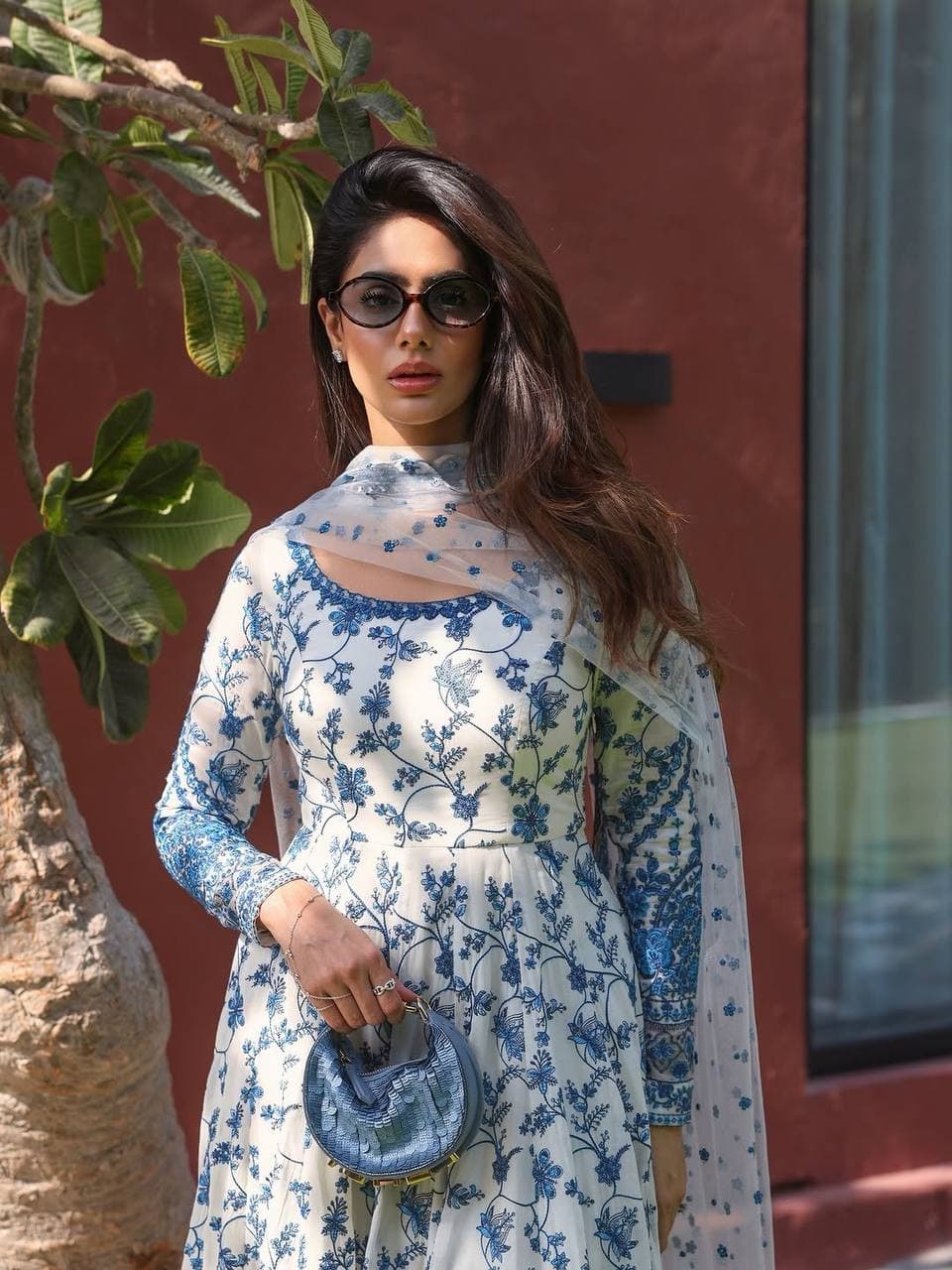 Premium Georgette Blue Floral Anarkali Gown thumbnail 8