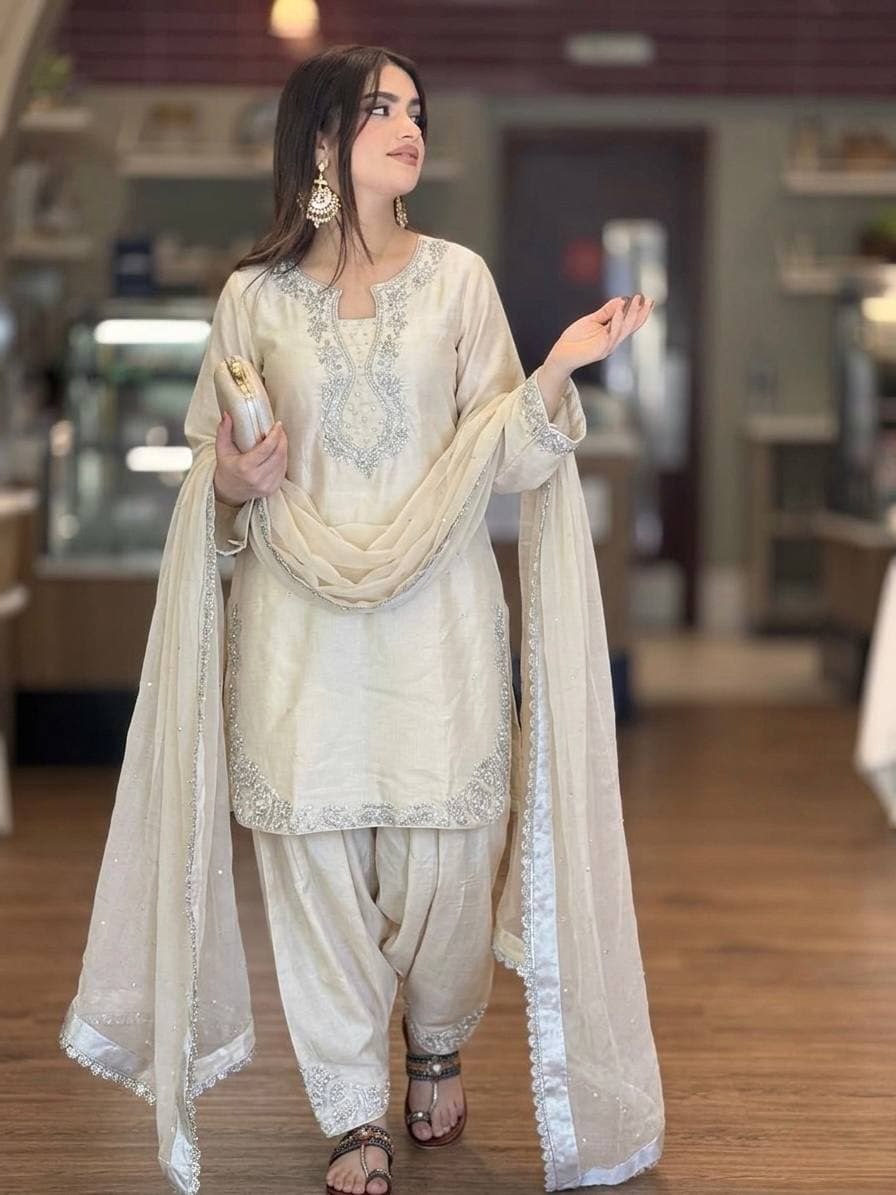 Designer Kurta with Farshi Palazzo & Heavy Dupatta Set