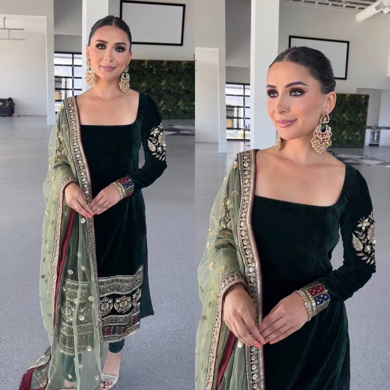 "Ethereal Elegance in Green Ensemble" thumbnail 4