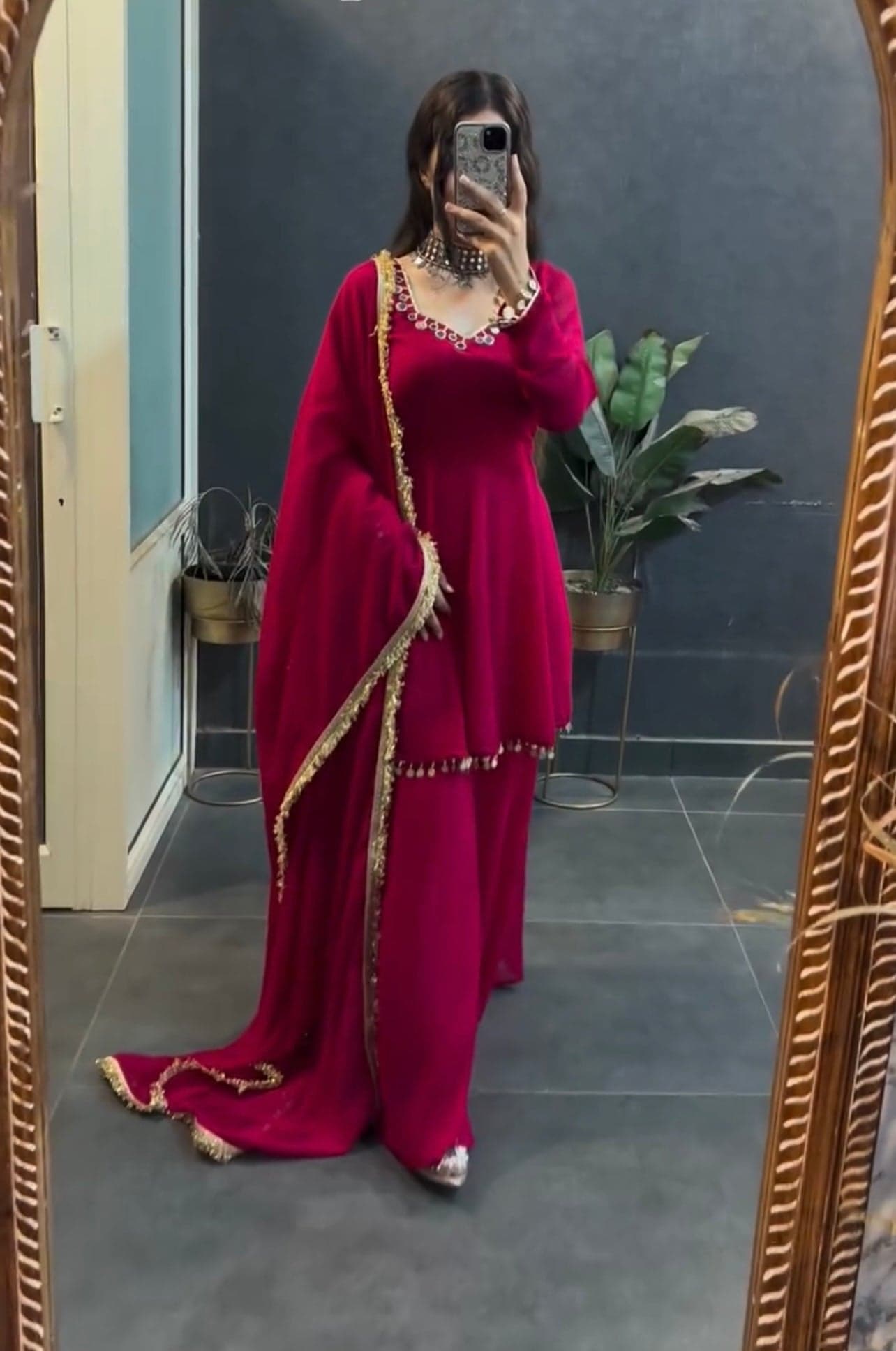 "Pink Grace: A Flowy Anarkali with Minimalist Charm" thumbnail 3