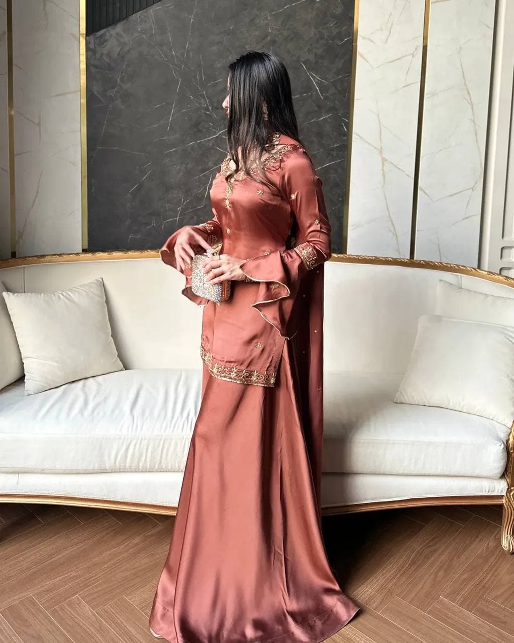 Luxury Wedding Wear Handwork Kurti & Sharara Set thumbnail 3