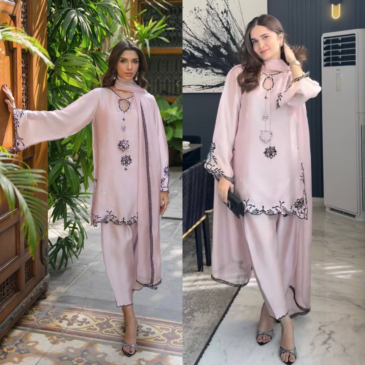 Blush Pink Embroidered Lawn Suit with Elegant Dupatta for Festive Summer Fashion thumbnail 2