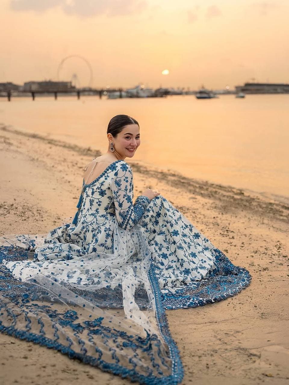 Premium Georgette Blue Floral Anarkali Gown thumbnail 5