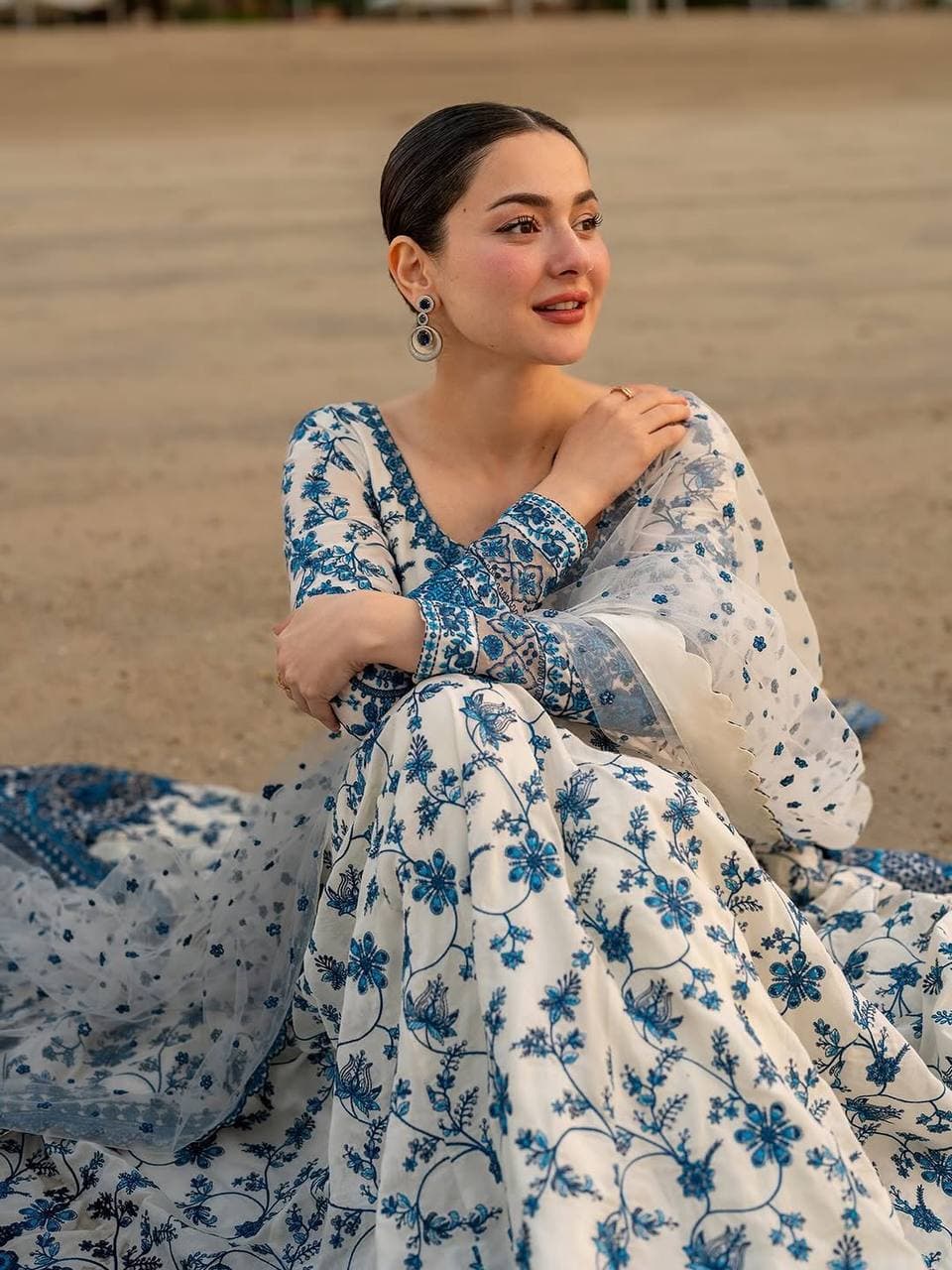 Premium Georgette Blue Floral Anarkali Gown thumbnail 6