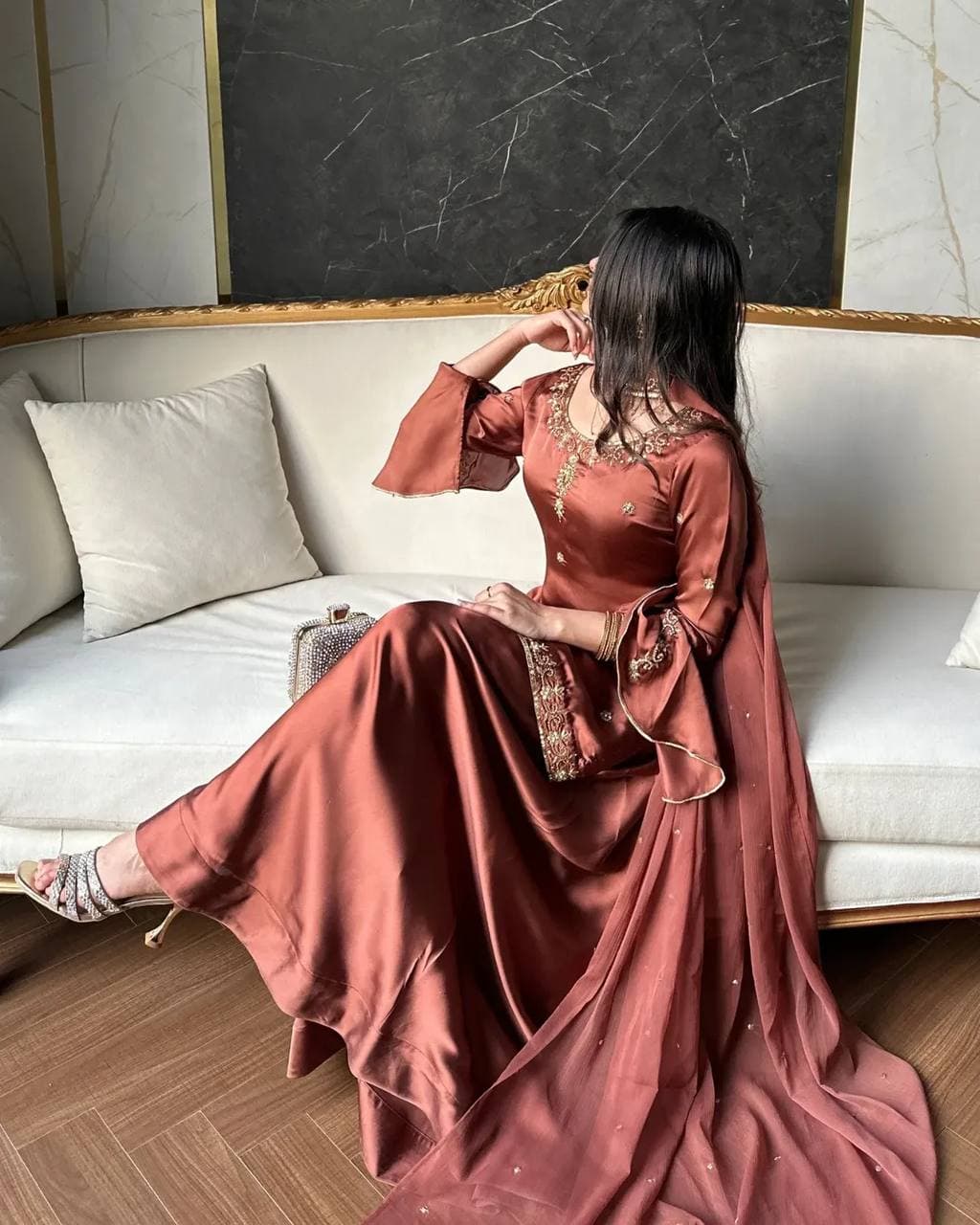 Luxury Wedding Wear Handwork Kurti & Sharara Set thumbnail 8