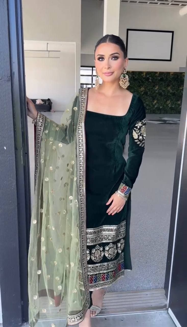 "Ethereal Elegance in Green Ensemble" thumbnail 3