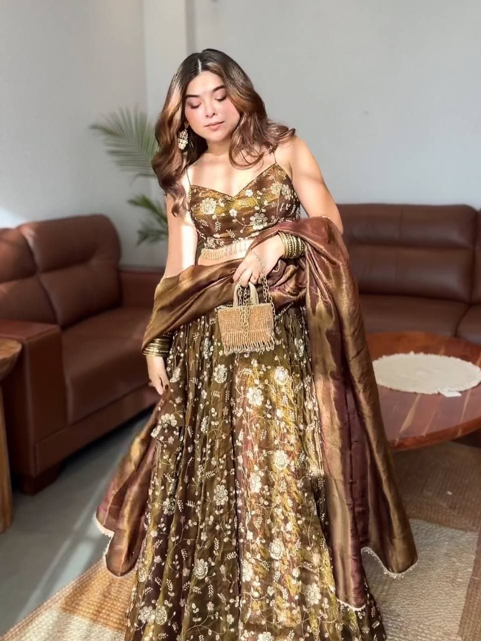 Designer Gold Anarkali for Women