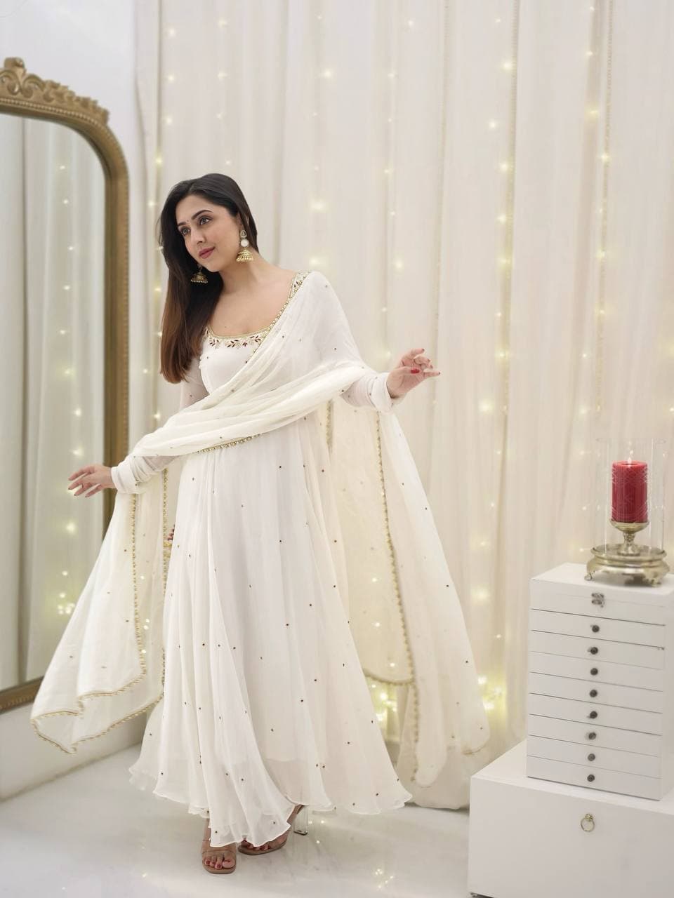 The Enchantment of a White Anarkali Dress thumbnail 5