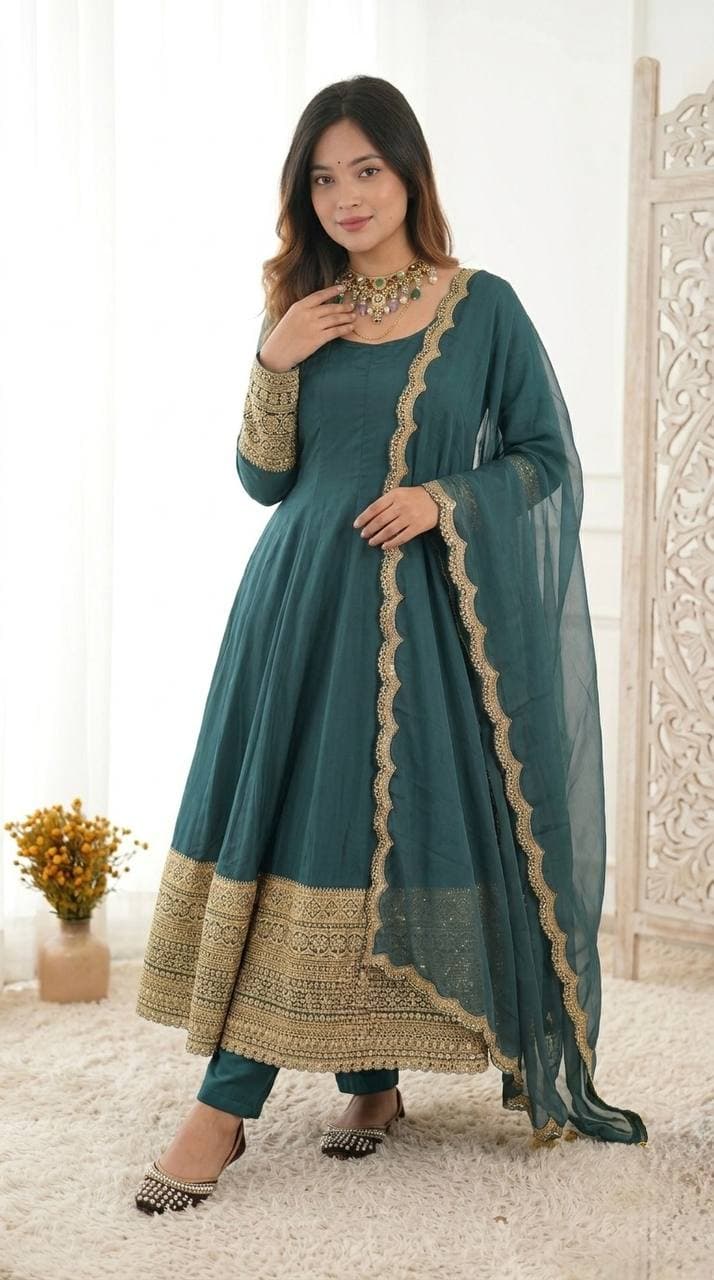 Royal Teal Anarkali Look For Modern Ethnic Fashion