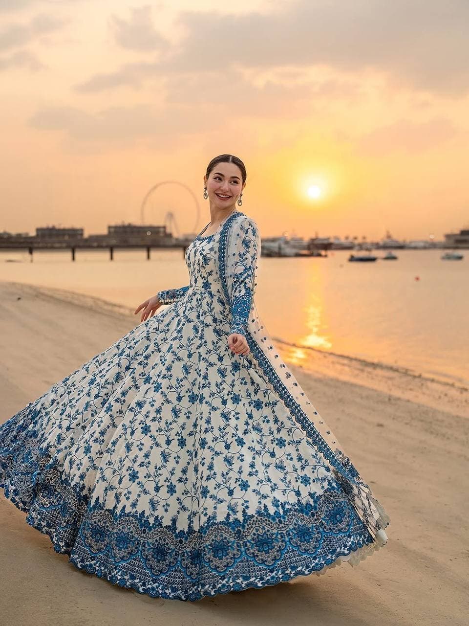 Premium Georgette Blue Floral Anarkali Gown thumbnail 7